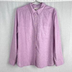 NWT Loft Shirt Cotton Linen Button Front Top Purple Organic Spring Capsule Basic